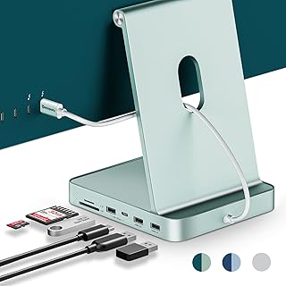 USB C Hub for iMac 24 inch 2021, Minisopuru USB Hub Adapter Support M.2 NVMe SSD 7 in 1 Docking Station iMac Accessories with USB C 10Gbps, USB A 3.2, SD/TF Card Reader, M.2 SSD(Not Included), Green.…