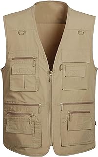 Chaleco de pesca con múltiples bolsillos para hombre, diseño de chaleco sin mangas, adecuado para caza, safari y viajes, chaqueta casual al aire libre para almacenamiento esencial