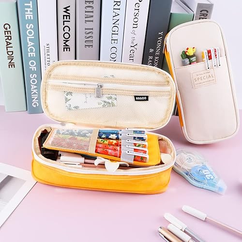 Miniatura 8 de Oyachic Estuche telescópico para lápices estético, estuche de lona para rotuladores, bolsa organizadora, cartucheras escolares para lapices adultos