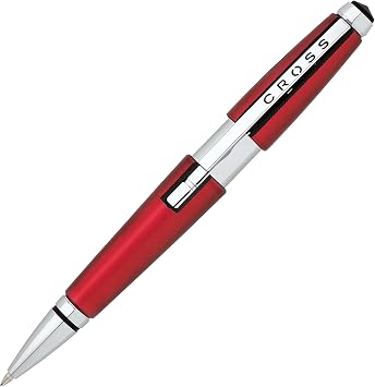 Cross Edge AT0555-7 Refillable Slide Open Body Red Rollerball Pen, Chrome Apppointment, Medium Point, Premium Gift Box, Red