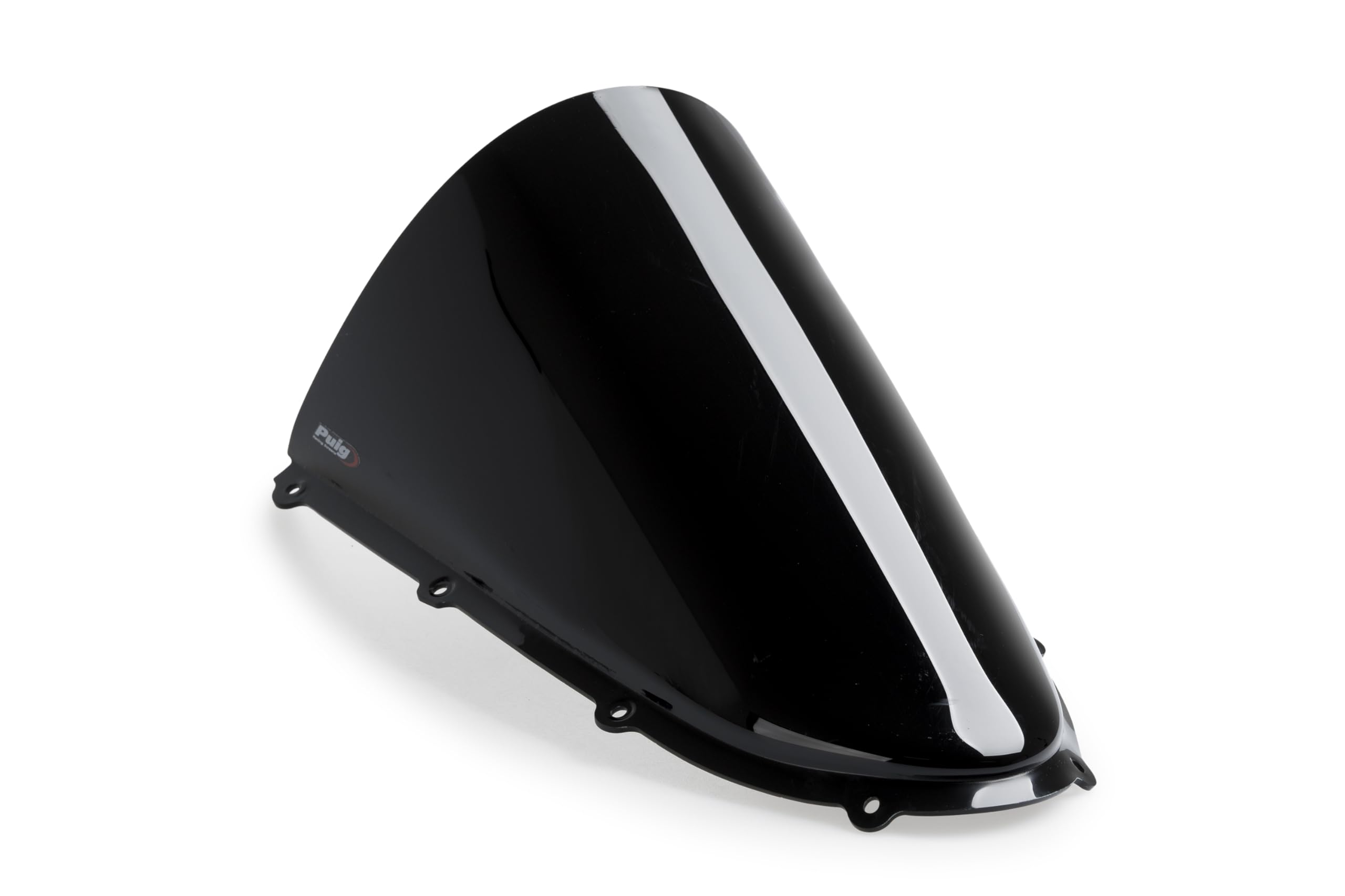 Puig 22333N R-Racer windscreen with professional aerodynamic design, high-impact acrylic material, rounded profile, easy installation and TÜV approval for road use, Black