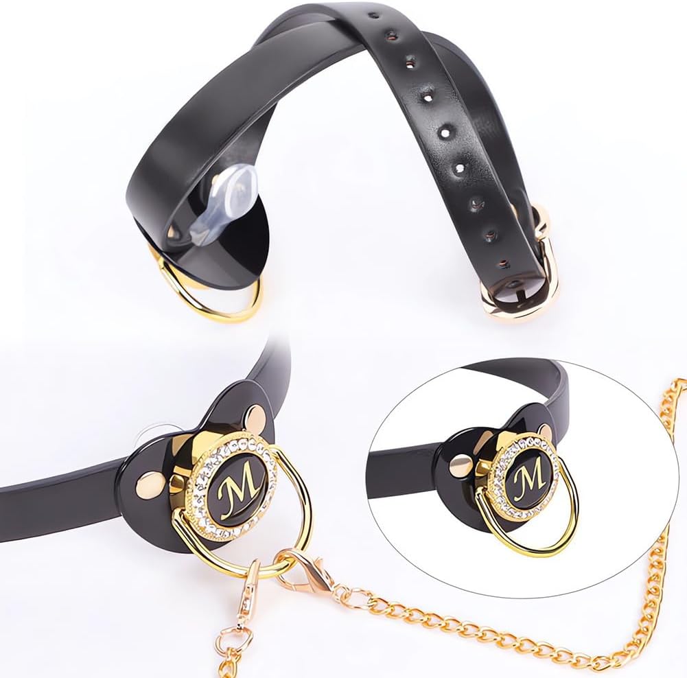 Sexbaby Ball Gag Nipple Clamps with Chain BDSM Restraints Mouth Gag with Adjustable Metal Nipples Clips Bondage Sex Toys for Women and Couples