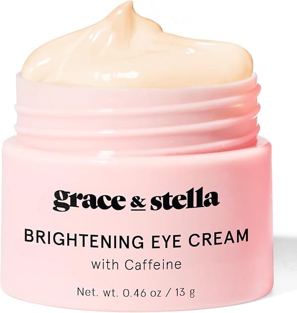 grace & stella Under Eye Cream for Dark Circles - Caffeine Eye Cream Anti Aging for Wrinkles - For Undereyes Brightening, Puffiness, Wrinkles and Bags - Made in USA, Vegan (0.46 oz/13 g)
