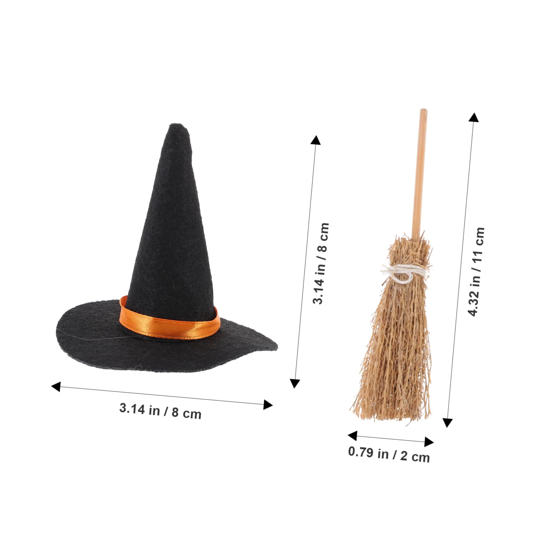 ERINGOGO 6set Mini Cappelli Da Strega in Set Da Scope e Decorazioni Di Halloween in Tessuto Accessori Per Feste e Costumi Fai Da Te Per Bambole e Decorazioni
