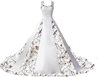 Women's Embroidery Camouflage Bridal Gowns Long Camo Wedding Dresses for Bride Plus Size