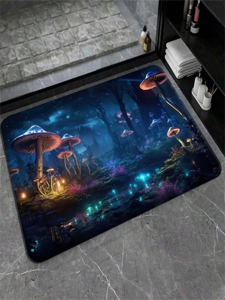 Wazdorf 3D Bathroom Mat - Non Slip Water Absorbent Square Bathroom Shower Mat Thin Bathroom Easy Care Shower Rugs, Perfect for Home Office & Kitchen, Bathroom Decor (Mushroom)-image-28
