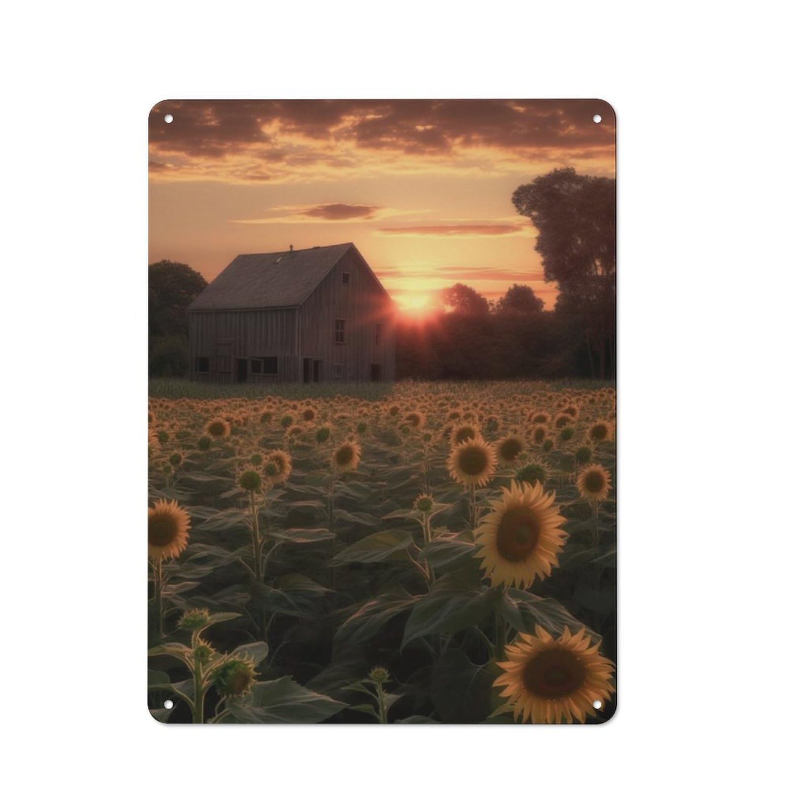 Junmoney Sunflowers Farm House Metal Plaque 40X30cm With For Hallway Wall, Retro Decor, For Wall Display Collectors