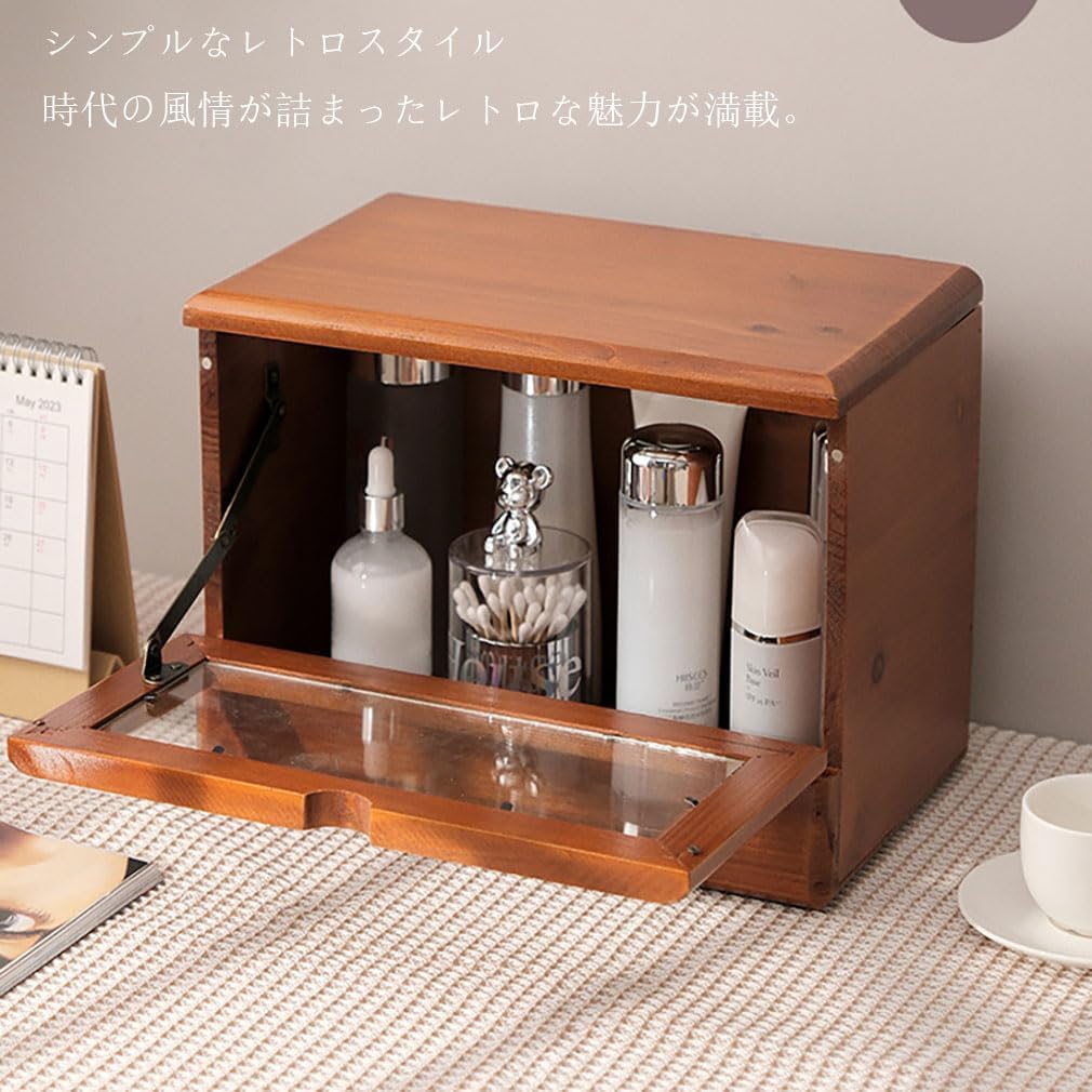 Amazon.co.jp: GriMei 木製 メイクボックス 鏡付き 大容量 コスメ