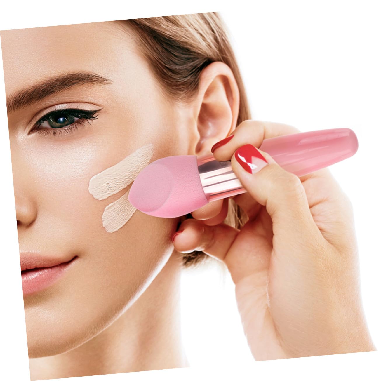 Homoyoyo Set di 2 Penne di Bellezza Porpora Spugne Make Up in Materiale a Rete per Evidenziatore e Crema Manico Ergonomico e Facile Presa