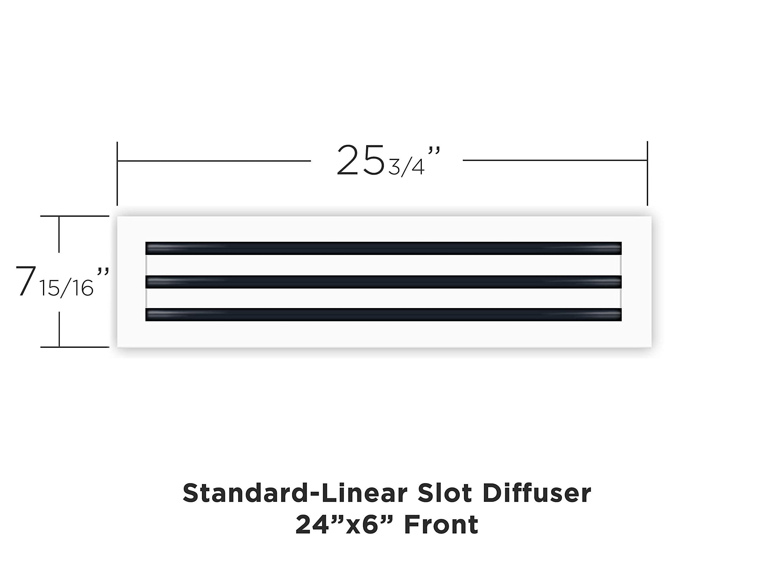24x6 Standard Linear Slot Diffuser - Texas Buildmart - Modern AC Vent Covers for Ceilings, Walls & Floors - Commercial Grade HVAC Registers, Grilles & Vents - Home Decor & Wall Decor for Amazon Home