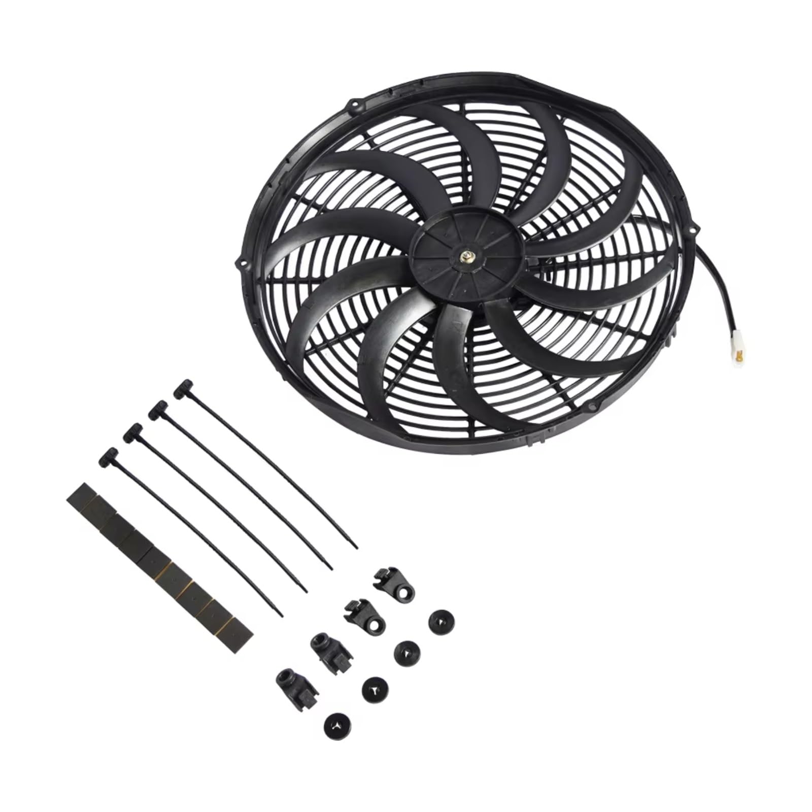 Ventilador Refrigeración Motor 10 Pulgadas Universal 12V 80W 2100RPM Aire Acondicionado Coche Ventilador Refrigeración Radiador Electrónico Cuchillas Kit Montaje Fresco Eléctrico