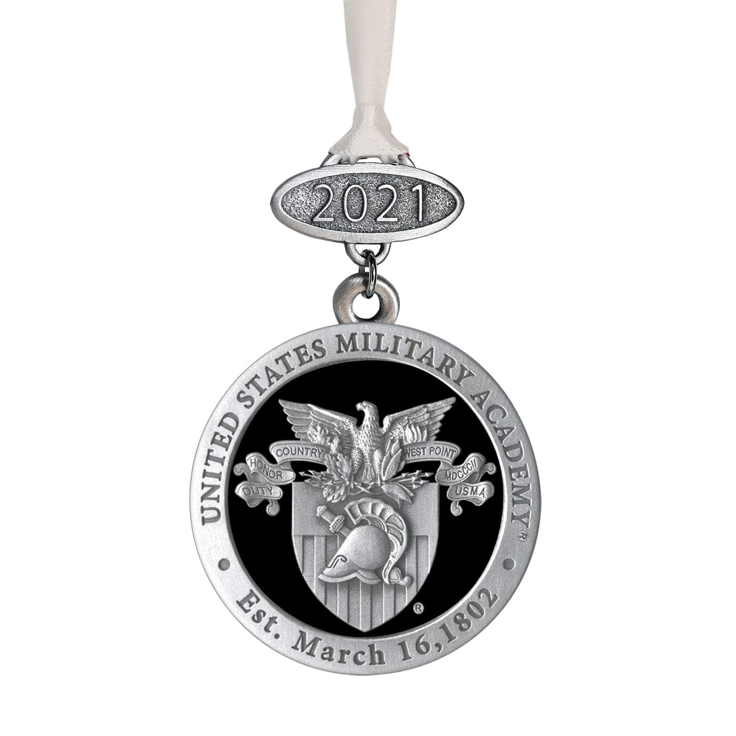 Heritage Pewter US Military Academy Crest Class of 2026 Ornament | Hand-Sculpted Christmas Tree Ornament | Intricately Crafted Metal Pewter Alma Mater Inlay