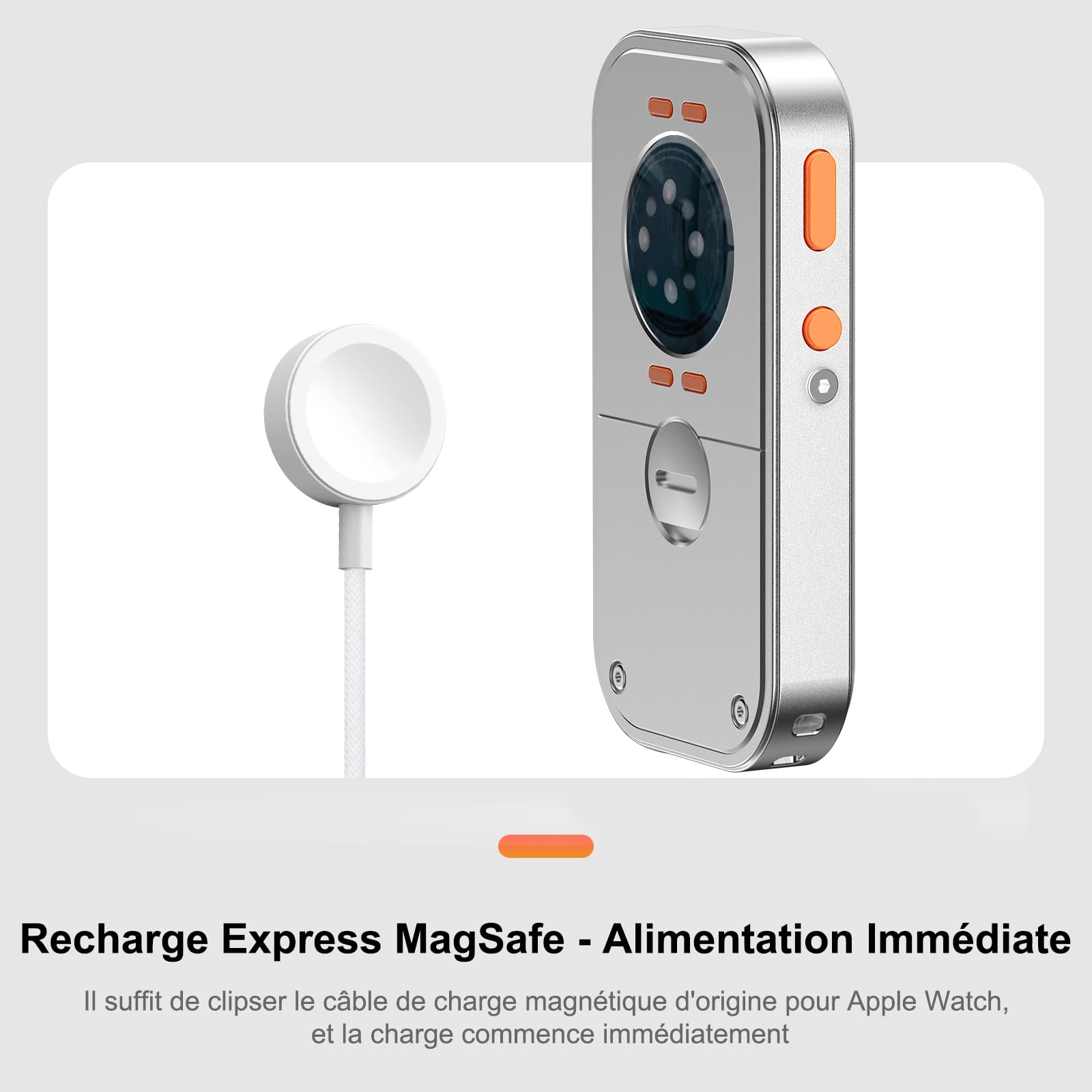 Coque de Protection en Alliage d'Aluminium Style Rétro iPod pour Apple Watch Series 7/8/9, avec Molette de Clic, Kit Music Player Compatible avec AirPods, pour iWatch 45 mm