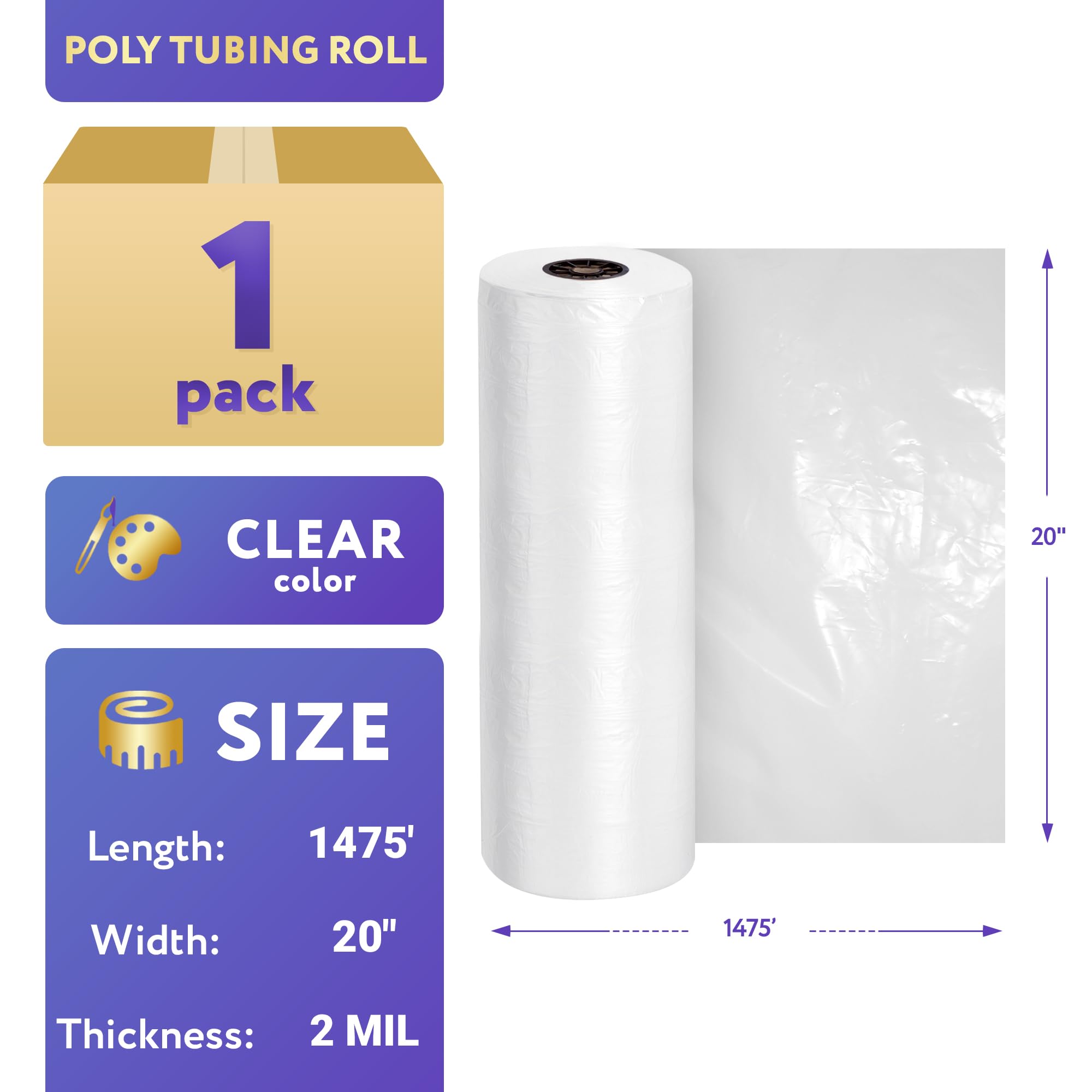 APQ 1 Pack of Poly Tubing on Roll, Clear 20