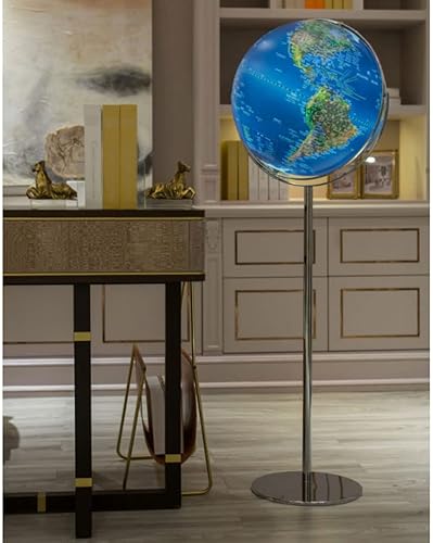 Miniatura 7 de SYALEO Globo Terráqueo Globo Terráqueo - Globo de pie de 17.9 pulgadas con soporte de metal, luz táctil recargable, globo decorativo para el hogar y