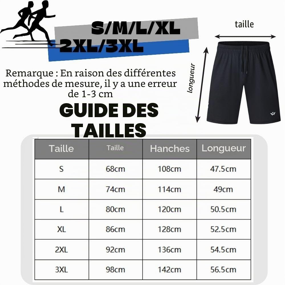 Lot de 3 shorts de course à pied avec deux poches à séchage rapide pour jogging, entraînement, entraînement