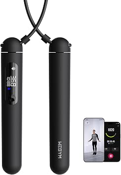 WeGym Smart Jump Rope for Men Women, Adjustable Jump Rope for Indoor Outdoor Workout, Jump Counting, Tracking - Data Analysis LED Display Screen Rechargeable Skipping Rope Fitness Gift for Adults Kids