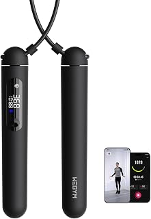 WeGym Smart Jump Rope with App Tracking, LED Display, Jump Counter, Black | Rechargeable design, jump counting, workout tr... Price In India