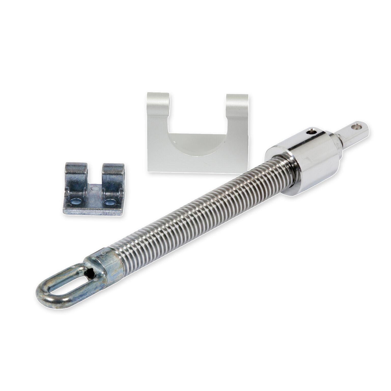 WSS Teleskopspindel manuell für Lichtkuppel und Dachfenster - Spindel mit 300 mm Hub - inklusive Halterung für Kranz und Lichtkuppel - chrom verzinkt grau silber