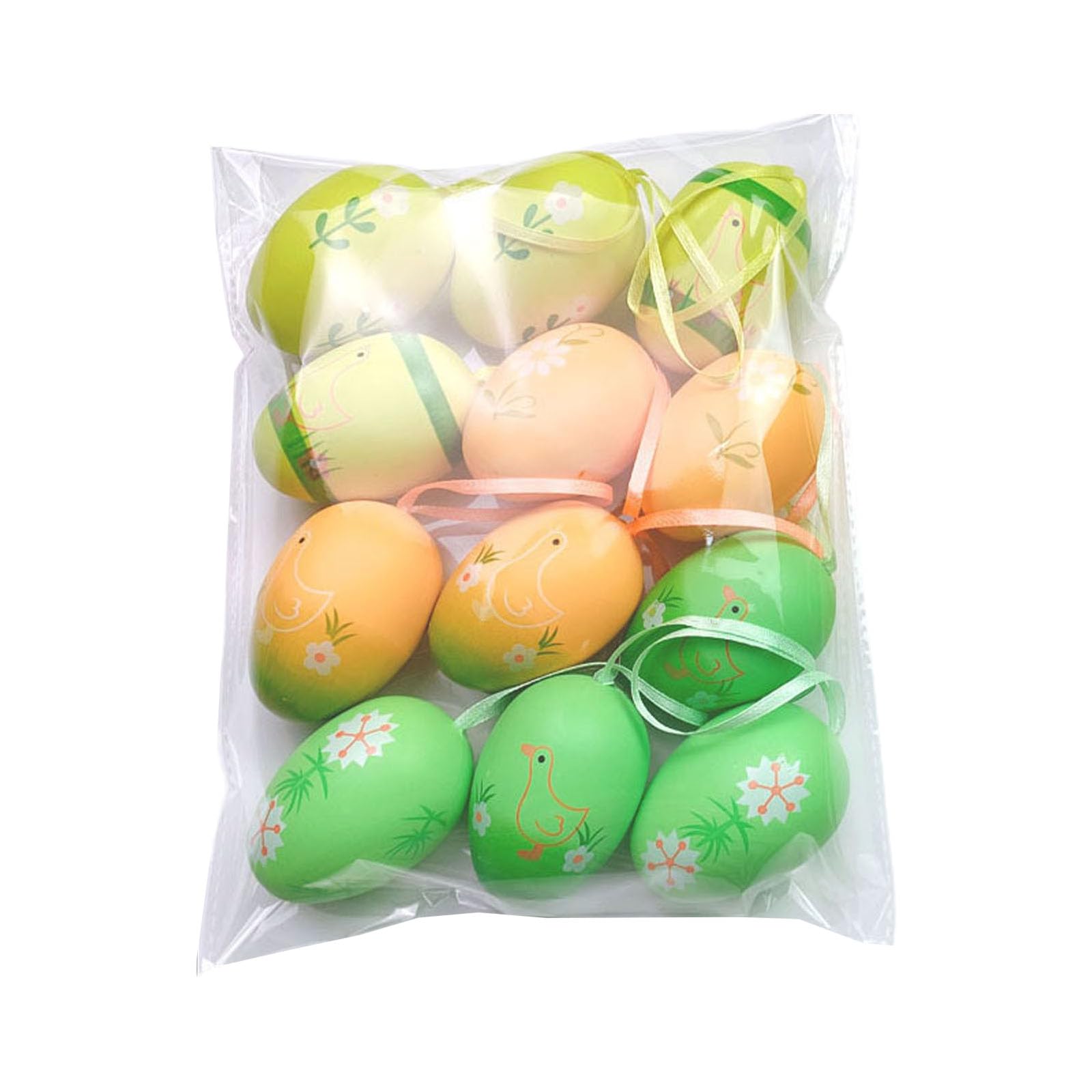 NEWFT 12Pcs Easter Colorful Eggs Colorful Ornament Art Crafts Supplies for Kindergarten School Students Ornament