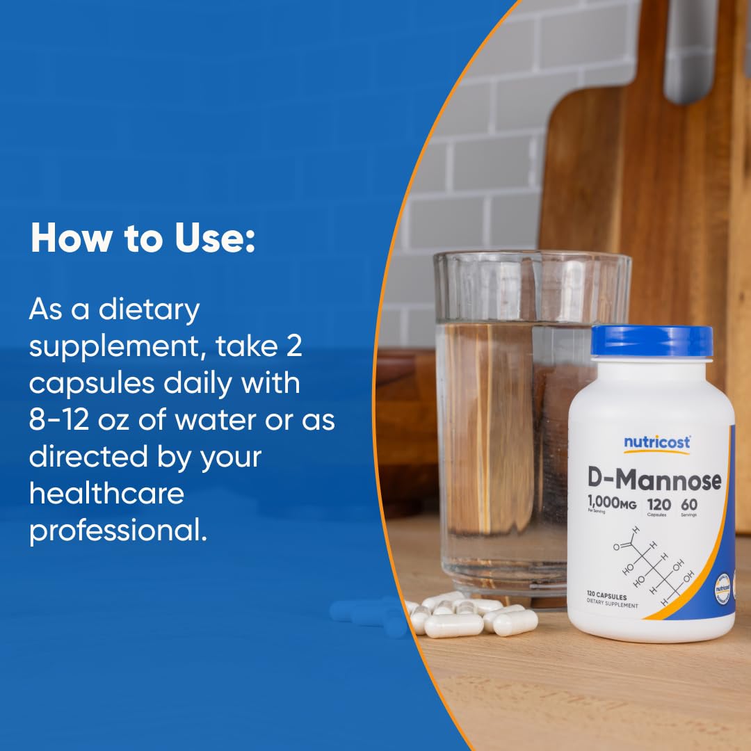 Nutricost D-Mannose (1,000mg Per Serving) 120 Capsules, 60 Servings — Amazon image 7