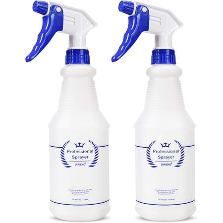 Bealee Plastic Spray Bottle 2 Pack, 24 Oz, All-Purpose Heavy Duty Spraying Bottles Sprayer Leak Proof Mist Empty Water Bottle for Cleaning Solution Planting Pet with Adjustable Nozzle, Blue