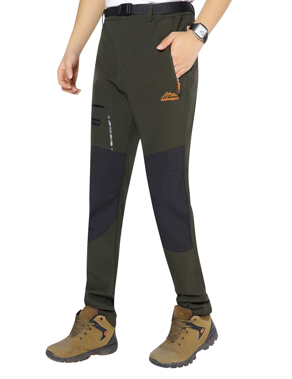 BenBoy Pantaloni Trekking Uomo Invernali Impermeabile Pantaloni da Sci Neve Arrampicata Escursionismo Caldo Pantaloni Softshell Outdoor