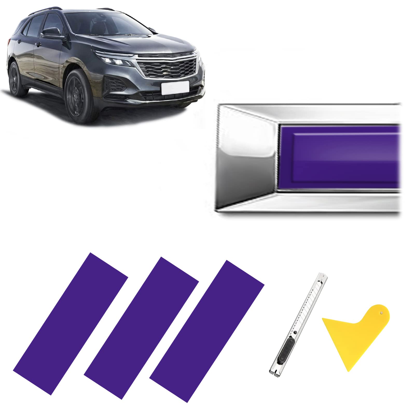 QianBao Compatible with Purple 11.8" x 4" Chevy Bowtie Emblem 3PCS