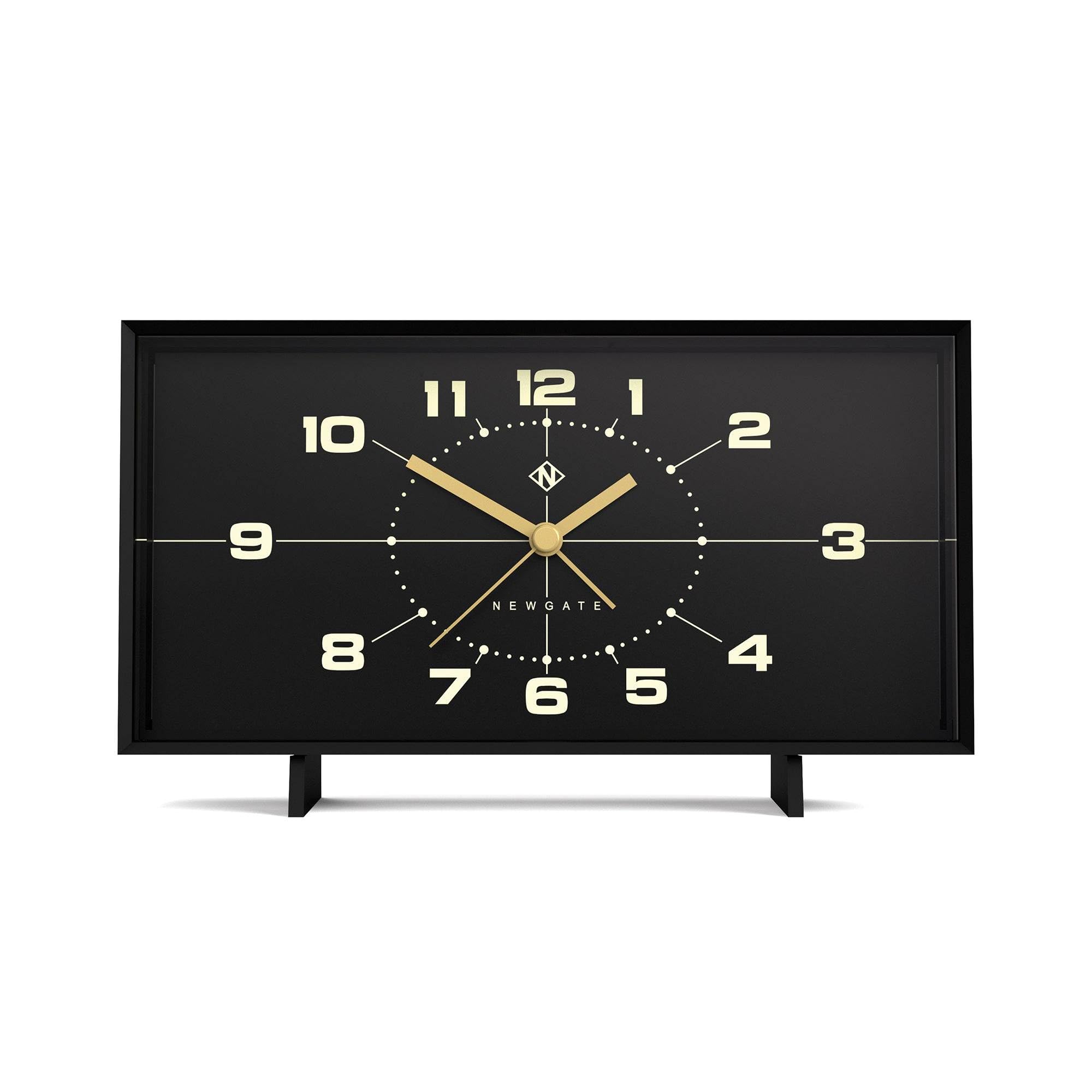 NEWGATE® Wideboy alarm clock | Rectangular retro design | Black | Mid century dial | Ideal for bedside, desk, mantel or shelf | Retro bedroom & office accessory