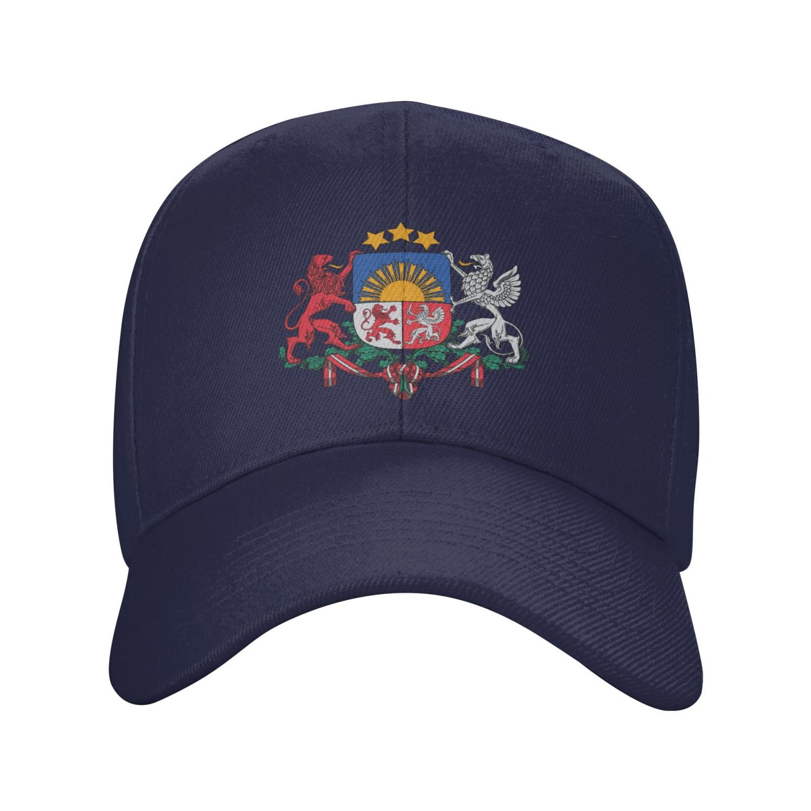 Latvia Hat Caps for Men Women Coat of Arms of Latvia Baseball Cap Adjustable Trucker Dad Hats Navy Blue
