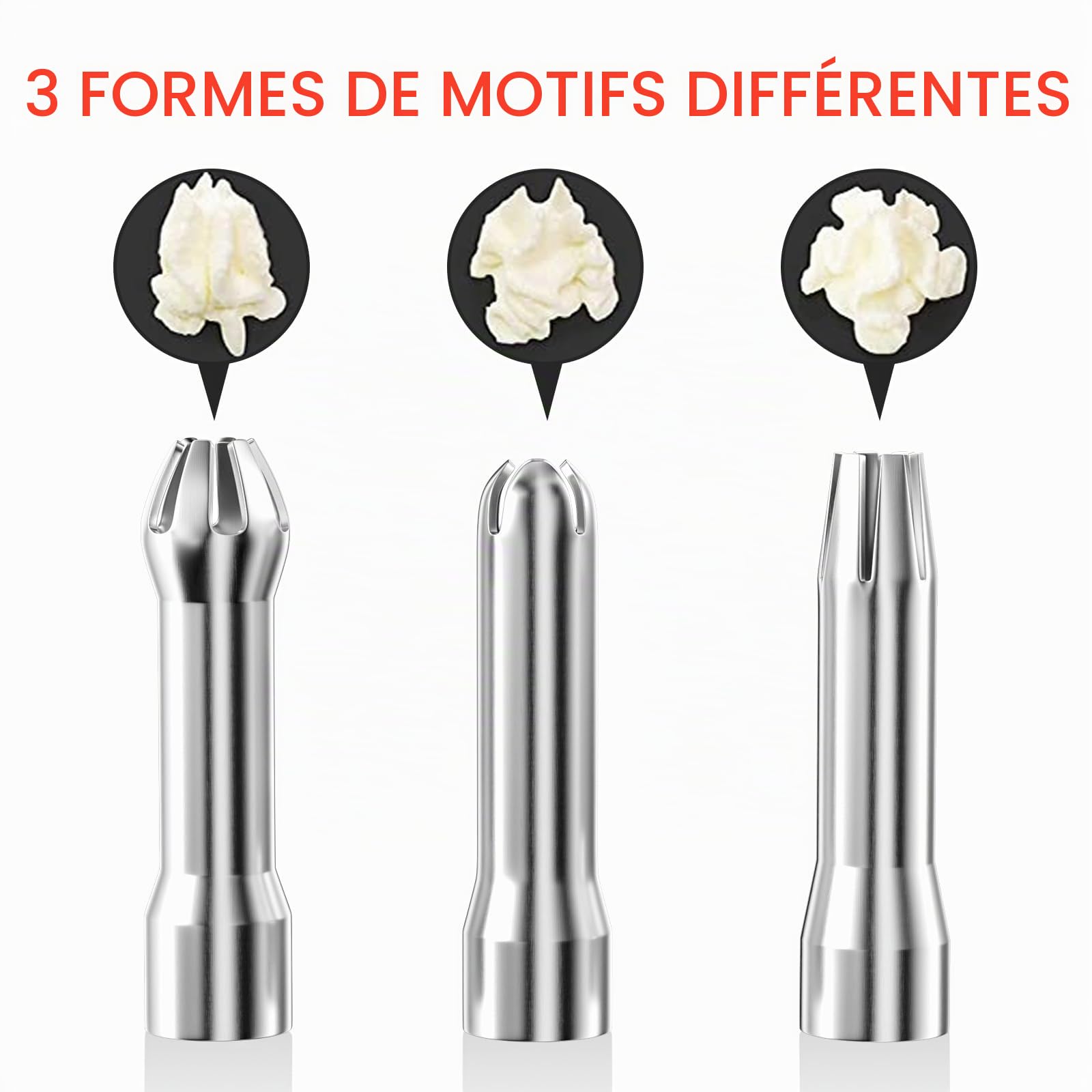 Newaner 500ml Siphon Chantilly, Syphon à crème en Aluminium pour Desserts | avec 3 Douilles en Acier Inoxydable et 1 Brosse de Nettoyage, pour décoration gâteaux d'anniversaire pâtisserie crème glacée