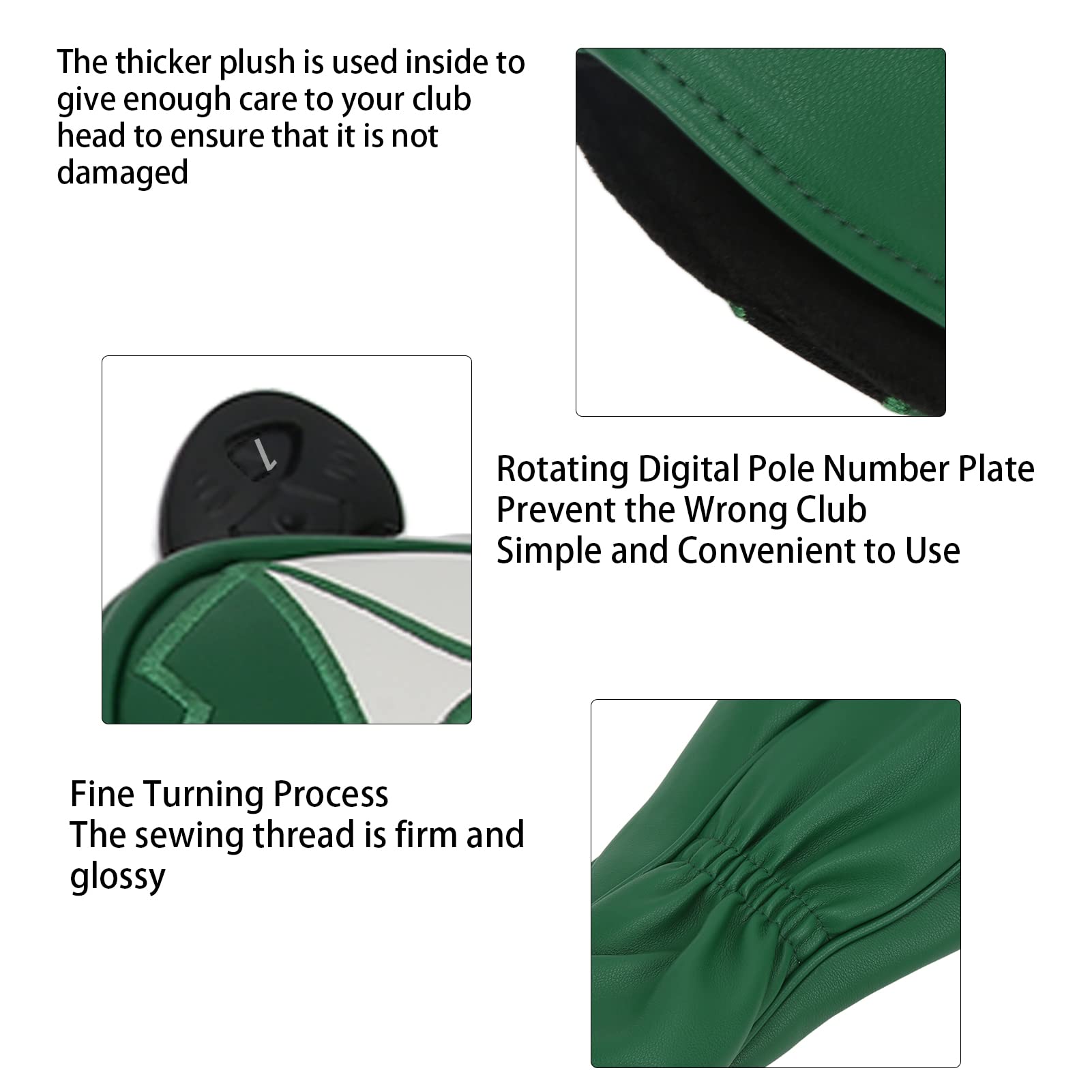 Alvinlite Golf Green Leather Driver Fairway Wood Hybrid Headcover #1 #3 #5 #UT