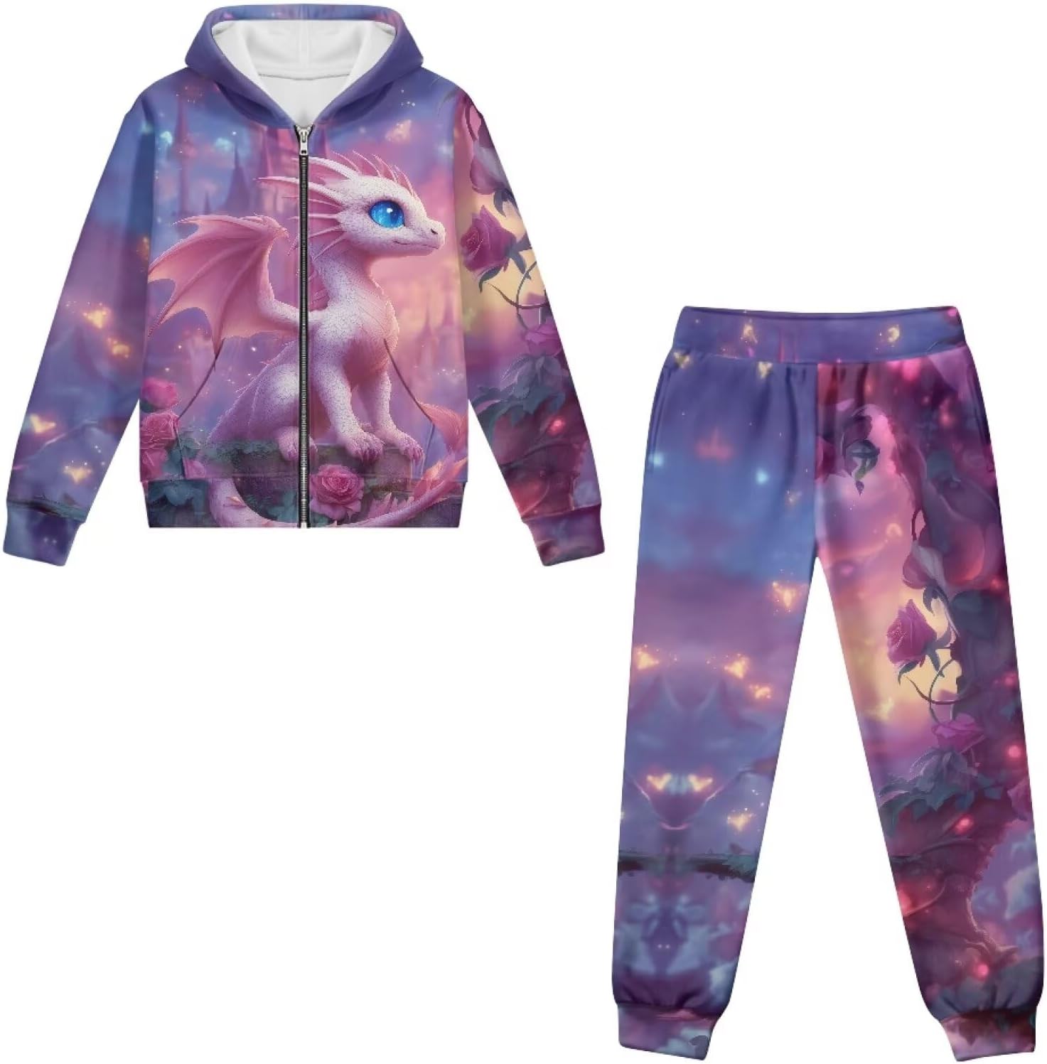 Xpyiqun Tracksuits for Girls 2 Piece Sweatsuit Size 6-15Y Kids Zip Up Hoodies and Sweatpants Jacket Jogger Long Sleeve