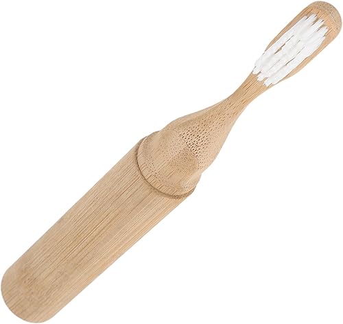 Angoily Cepillo de dientes de viaje Cepillos de dientes de bambú cerdas suaves Cepillo de dientes plegable Cepillo de dientes natural portátil con