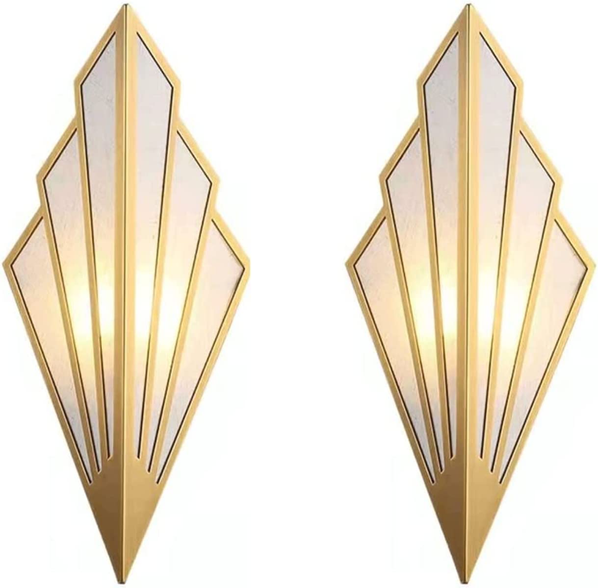 KXEcoLife Wall Sconce Living Room Lamp Wash Light E14 Bulb Socket Fabric Tapered Design Home Indoor Deco Mount Lighting Fixture for Bedroom Aisle Hotels Corridors (Gold-Pack of 2)