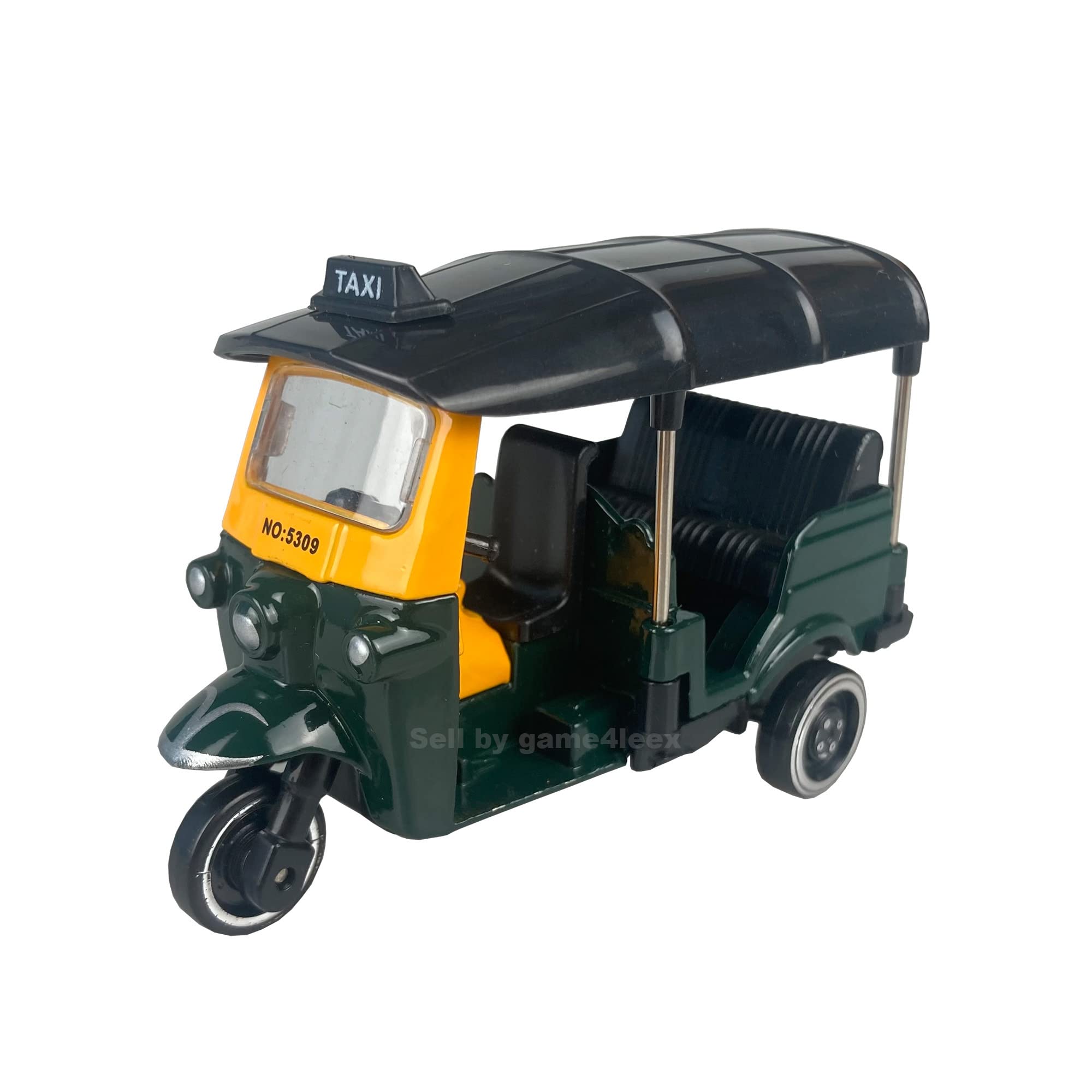 Cool Chic Auto 1:36 Scale Thailand Tuk Tuk Tricycle Thai TukTuk Motorized Rickshaw Taxi 3 inch Alloy Diecast Model Desktop Decoration (Dark Green)
