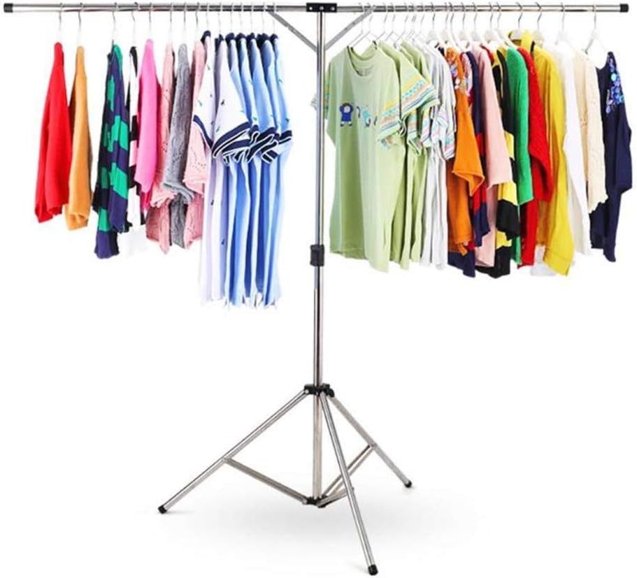 Folding Clothes Drying Rack, Adjustable Tripod Design, Telescoping Stainless Steel for Indoor and Outdoor Use