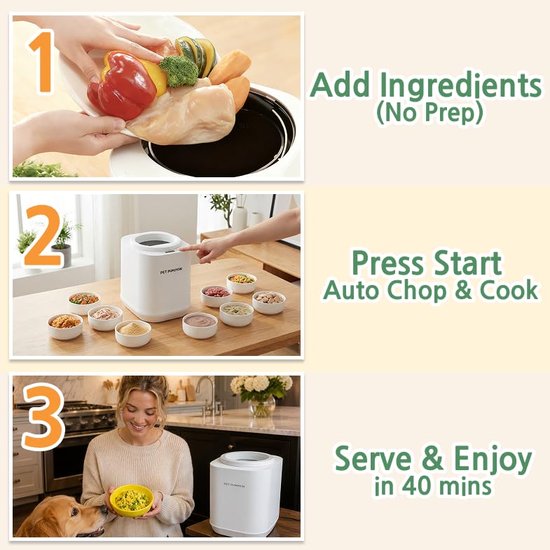 Pet Food Maker for Dogs & Cats, 4L Capatity, Automatic Machine No Chopping Needed,1-Touch Steam & Stir Feeding Supply, Effortless Meal Prep, 5 Cooking Modes for 8 Textures - Image 3