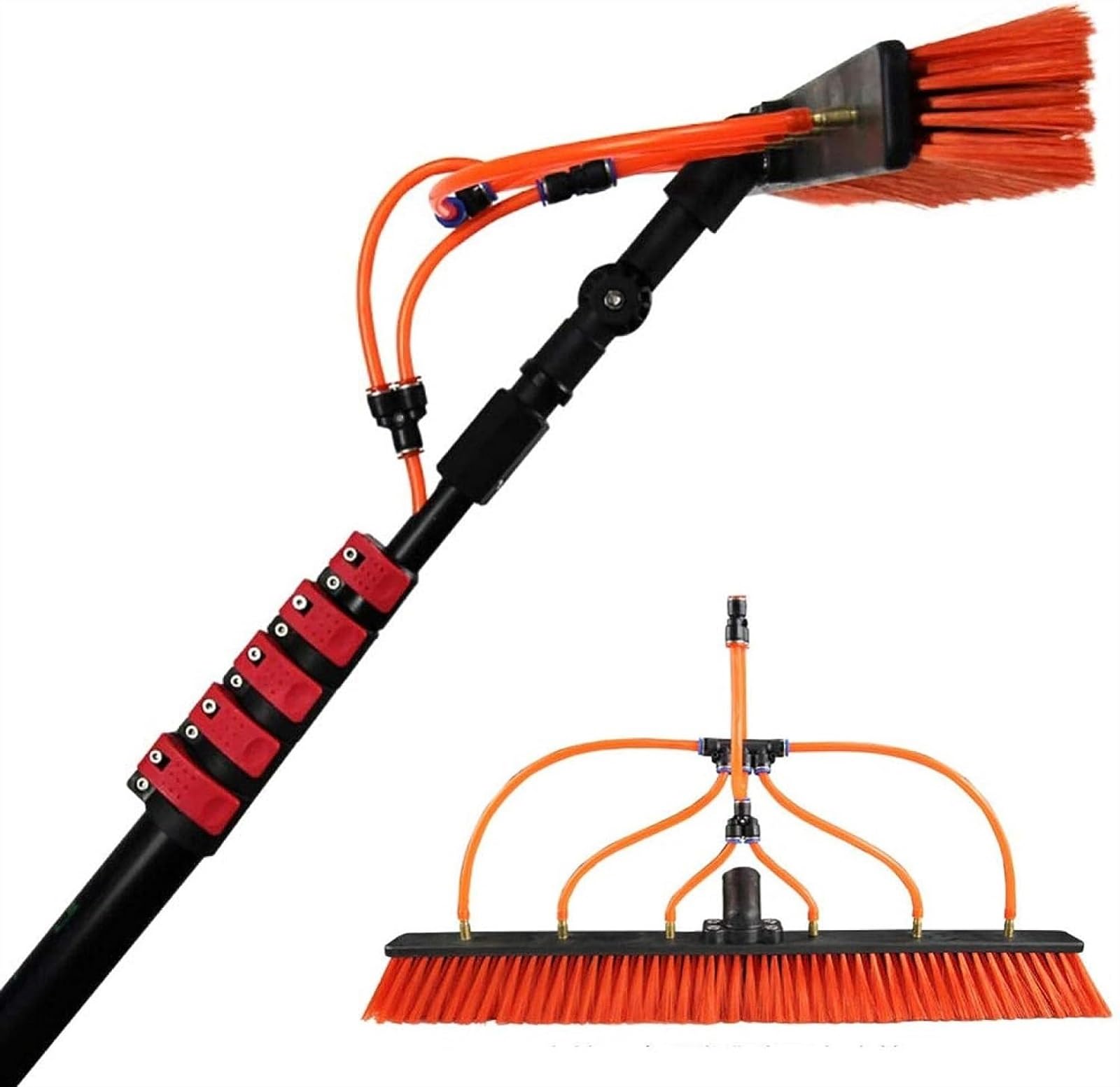 GTHTUHFD Window Cleaning Pole Water Fed Telescopic Brush, Extendable Cleaner Conservatory Roof, Photovoltaic And Solar Panels Water Fed Pole Kit, Water Brush,60cm Water Brush-5.4m