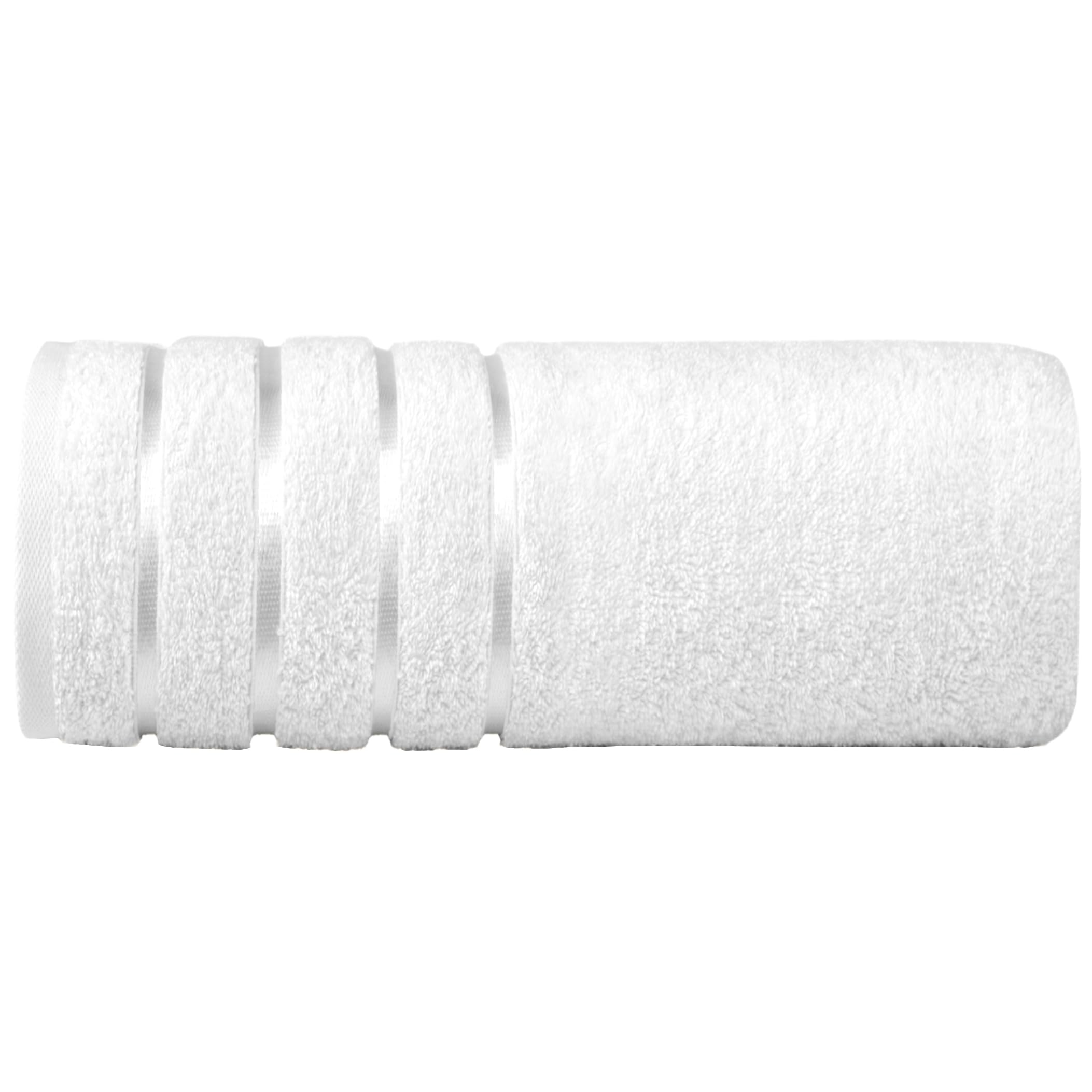 Elegant Comfort 100% Turkish Cotton 4 Lines Viscose Stripe Jumbo Bath Towel - Hotel Spa Quality Extra Large 35 x 70 Inch Bath Towel Ultra Soft, Super Absorbent Quick Dry Large Bath Towel, White