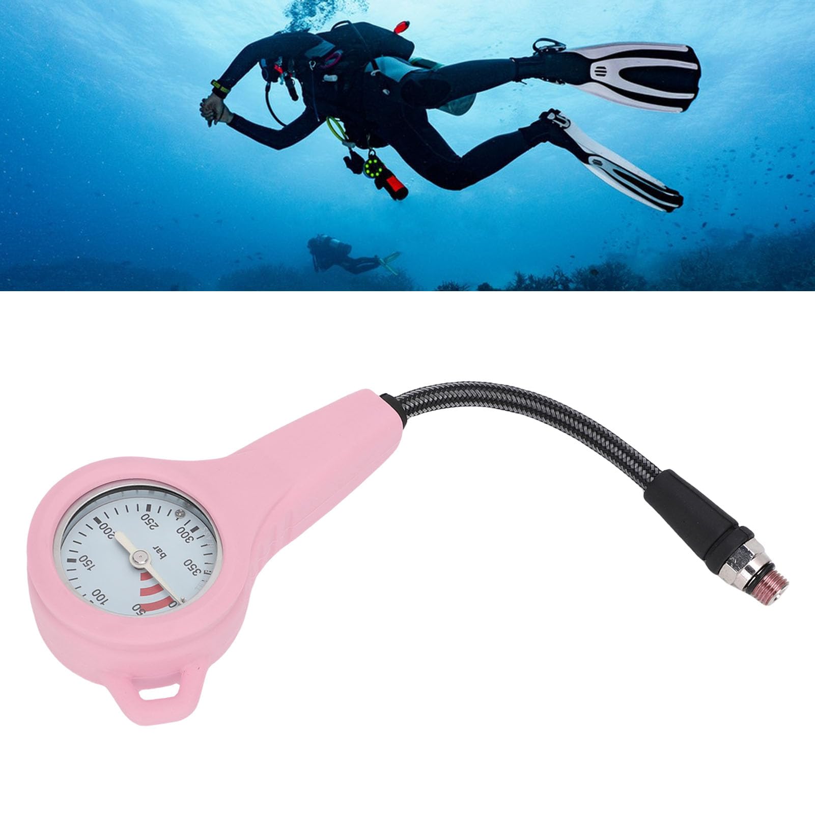 Jiawu Manometro per Immersioni Subacquee Affidabile Bagliore Scuro Strumento per Test della Pressione Sommergibile per Immersioni Subacquee Quadrante Bianco in Fibra di Carbonio per Gli Appassionati