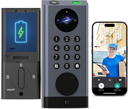 eLinkSmart Cerradura de puerta inteligente con cerrojo de cámara con timbre de video Detección de movimiento PIR Cerradura de puerta delantera con disponible en Yaxa Colombia