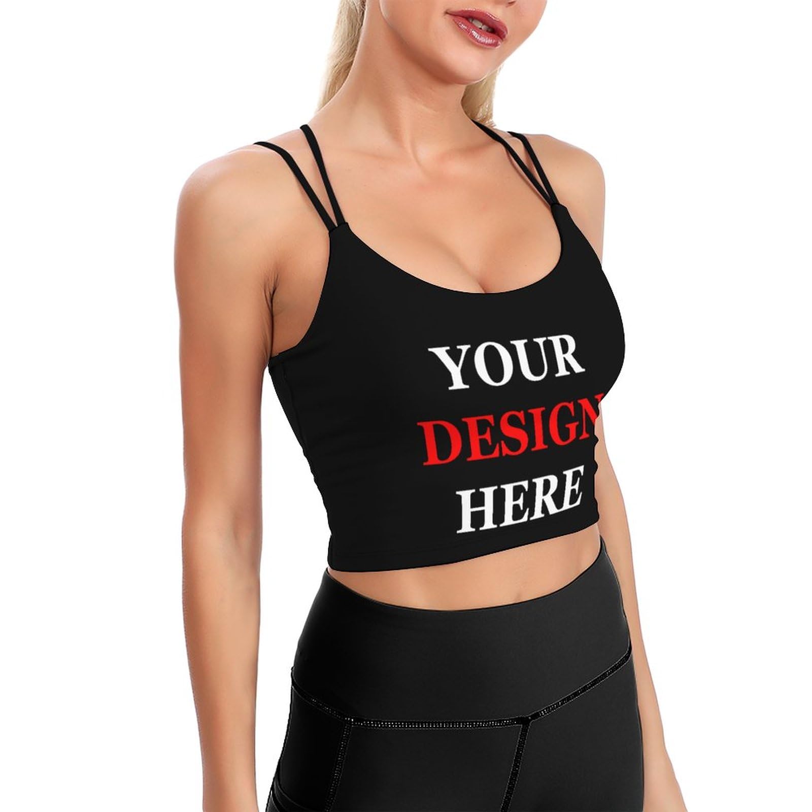 Personalized Yoga Tank Top Custom Bra Design Your Own Custom Sports Bra Custom Women's Workout Running Crop Top Black