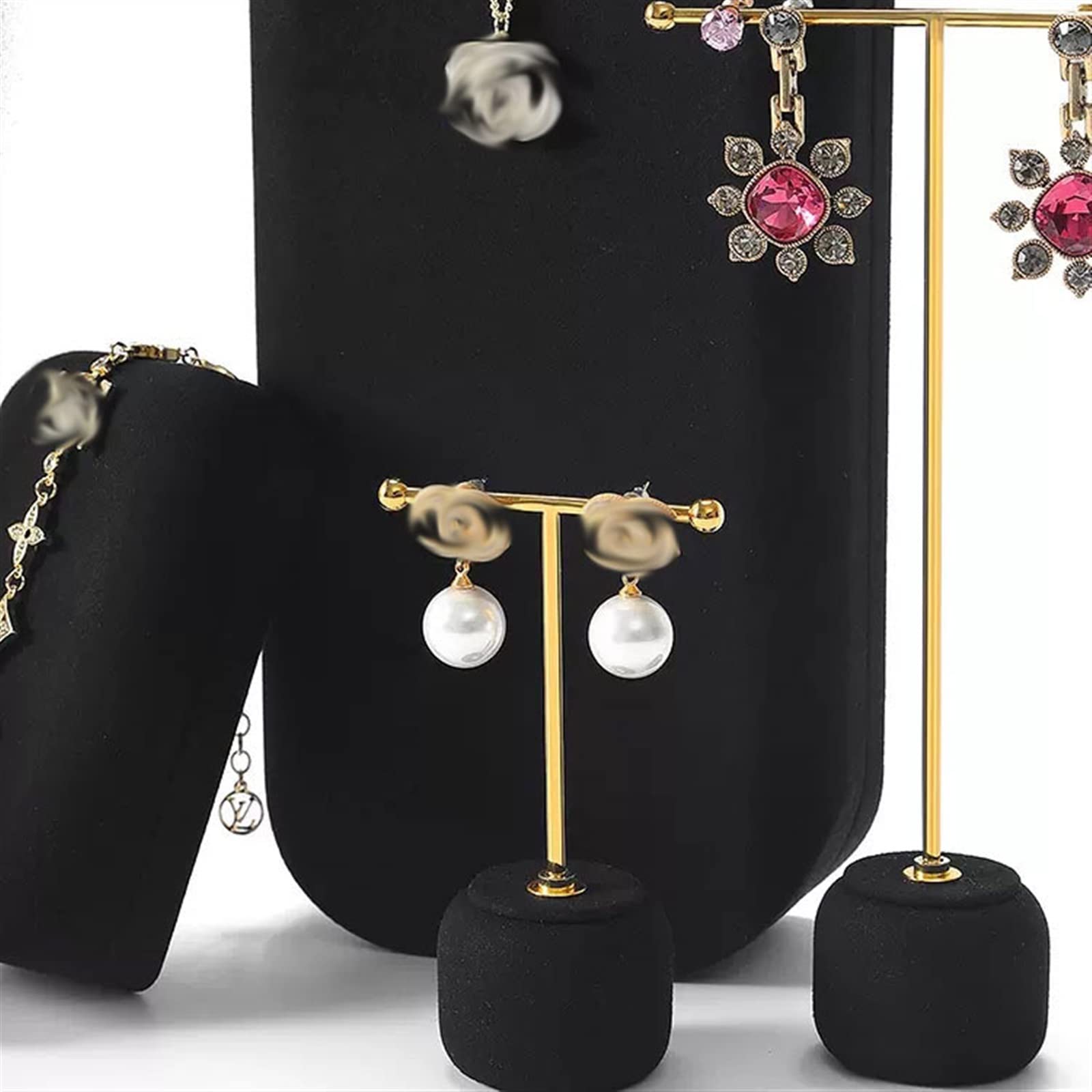 Oorbel Houder Organizer, Vrouwen Sieraden Organizer Stand met Hout Lade, Sieraden Display Houder voor Kettingen Stud Oorbellen Armbanden en Ringen, 5 Laag 175 Oorbel Hangende Gaten (Wit