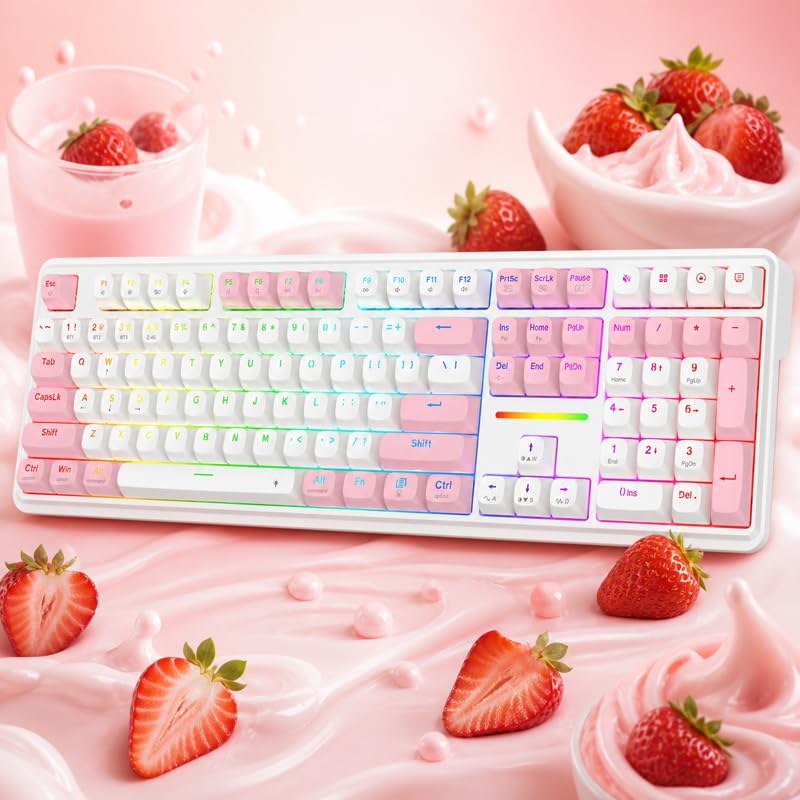 Image of Redragon K745 PRO Wireless Gasket RGB Gaming Keyboard, 108 Keys Mechanical Keyboard w /Extra 4 Hotkeys, Hot-Swap Socket, 5-Layer Noise Dampening, See-Through Round PBT Keycaps, Creamy Linear Switch