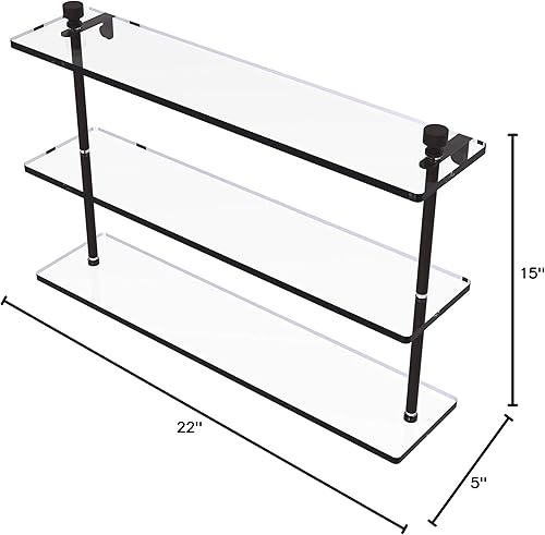 Miniatura 2 de Allied Brass FT-522 Foxtrot Collection Estante de cristal triple de 22.0in, bronce aceitado