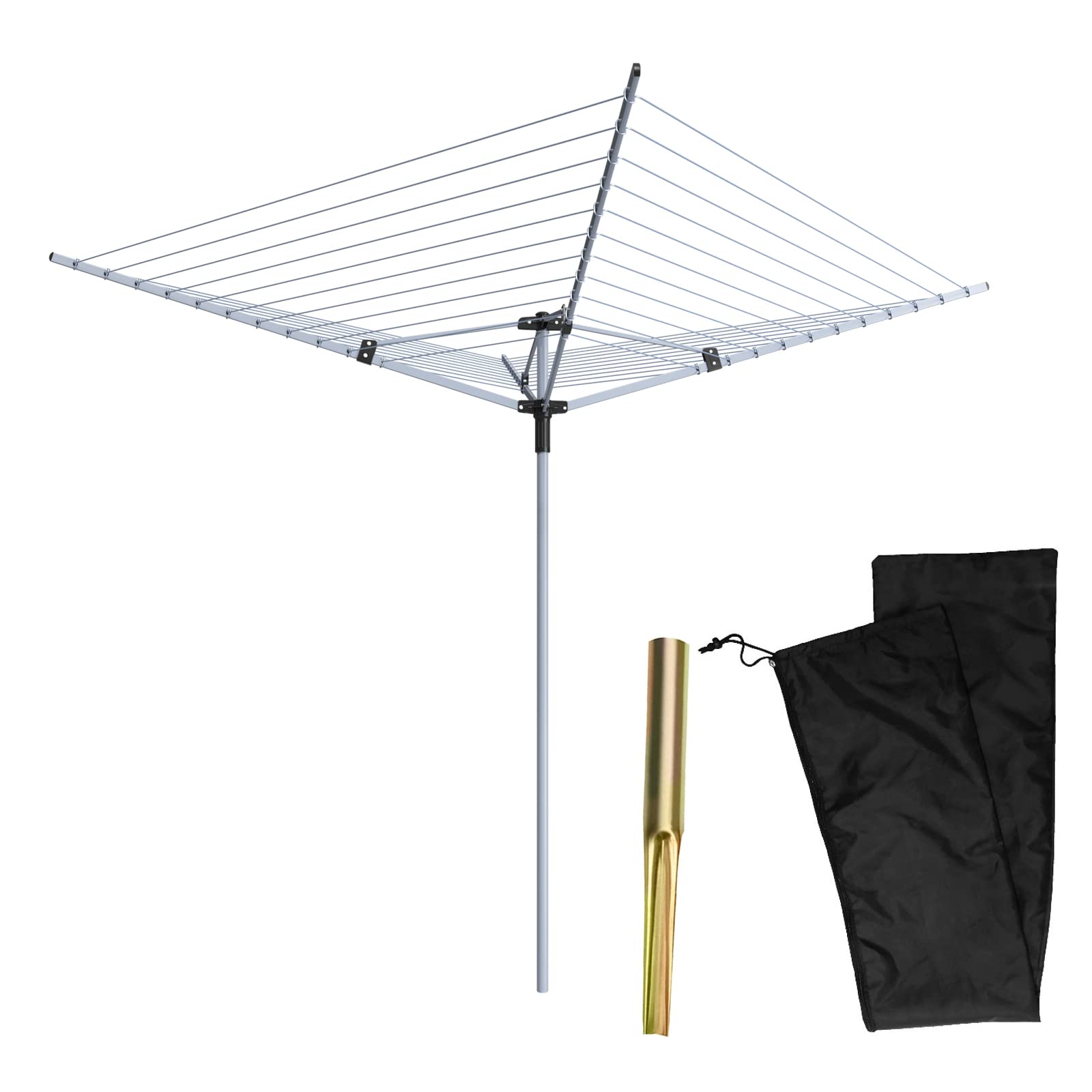 Fb Funkybuys Heavy Duty Rotary Washing Line Outdoor, 4 Arm 40M Washing Line Rotary With Peg Bag, Metal Ground Spike, And Cover Included, Rotary Clothes Lines For Outside, Whirlygig Clothes Airer Outdoor