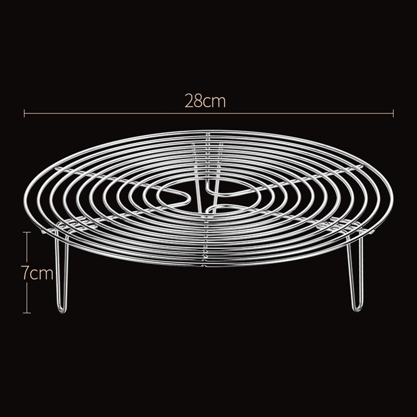 Grille de Cuisson Ronde, Grille Vapeur Pratique en Acier Inoxydable, Hauteur 7 Cm, Ustensile pour Cuisson Vapeur, Casserole, Four, 11.02 Pouces