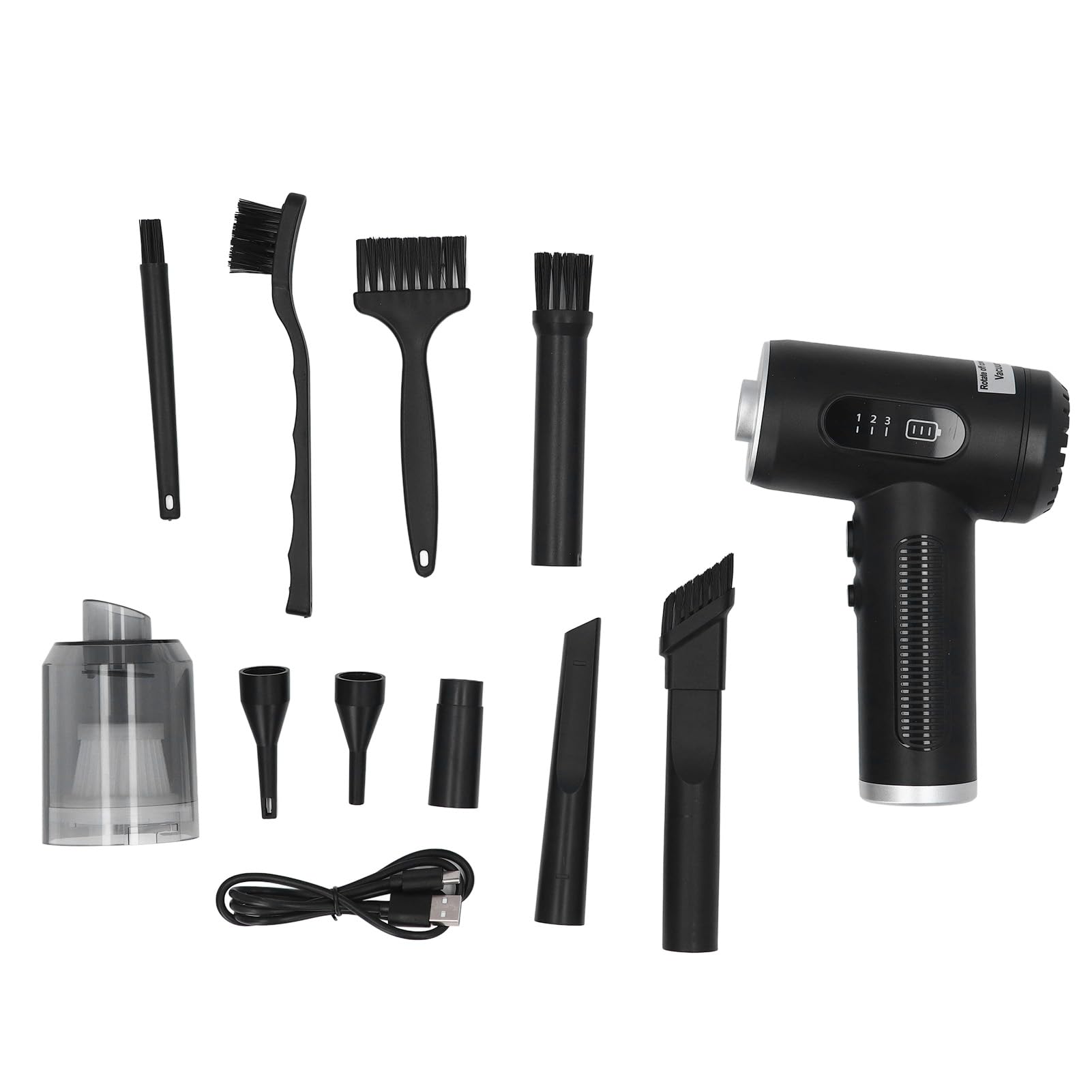 Kikumi Electric Compressed Air Duster, Wireless PC Vacuum Cleaner, Car Dust Blower, Rechargeable 50000RPM with LED Light Display-image-25