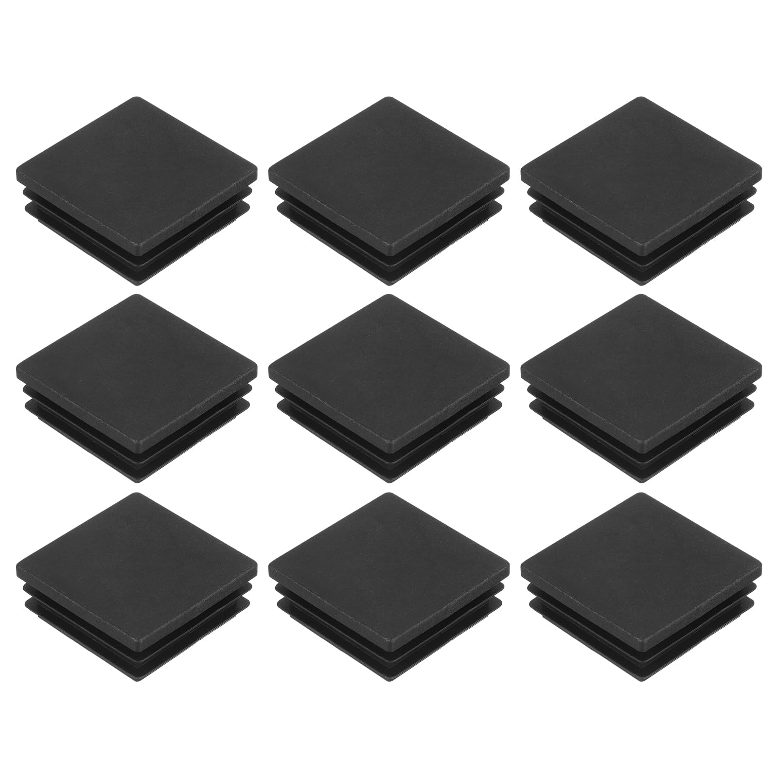 QUARKZMAN 9pcs Square Plastic Insert Cap, 1.77 x 1.77 Inches Pipe Cover with End Cap in Black Plastic for 38-43 mm Internal Size Metal Tubes Legs for Furniture Chairs